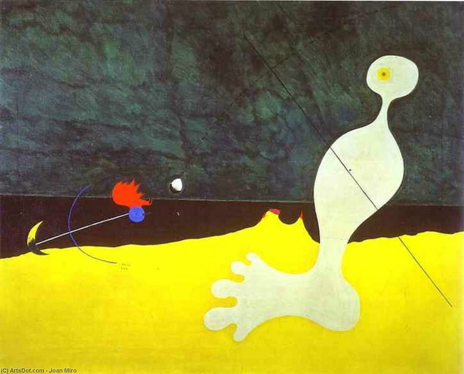 WikiOO.org – 美術百科全書 - 繪畫，作品 Joan Miro - 人投掷石头鸟