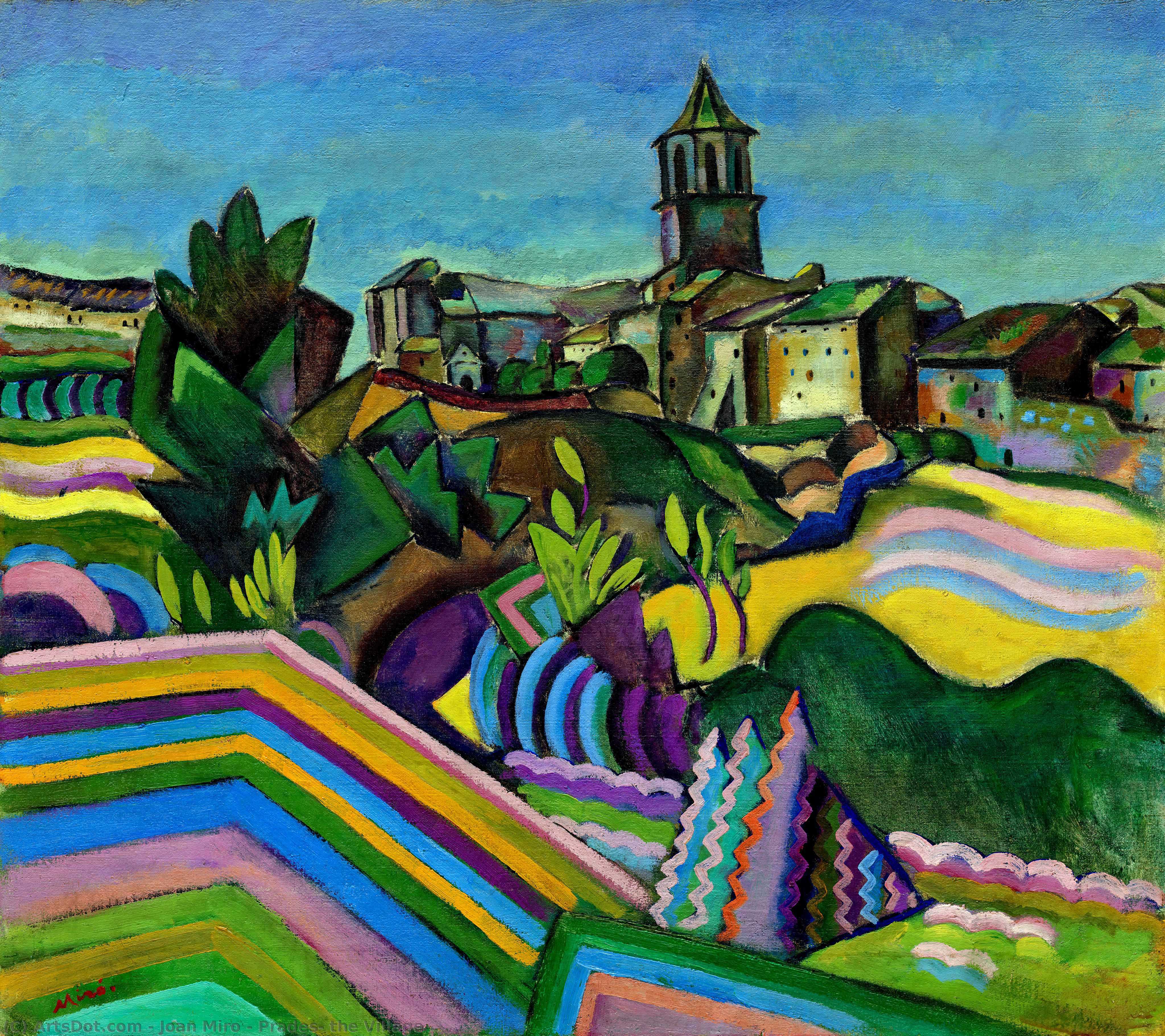 Wikoo.org - موسوعة الفنون الجميلة - اللوحة، العمل الفني Joan Miro - Prades, the Village