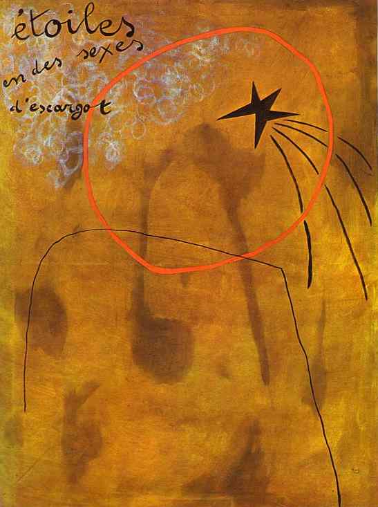 Wikoo.org - موسوعة الفنون الجميلة - اللوحة، العمل الفني Joan Miro - Stars in Snails' Sexes