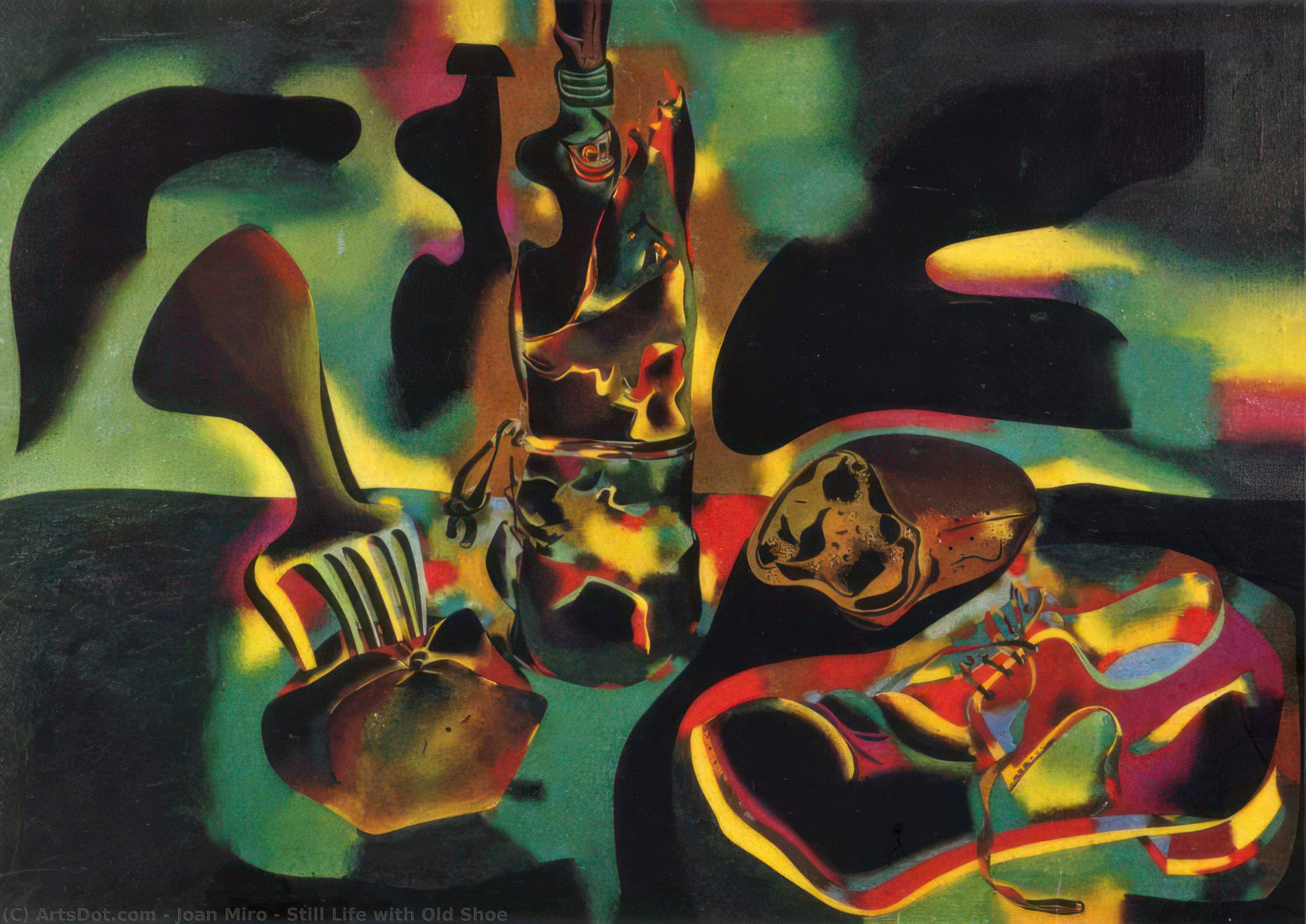 Wikioo.org – La Enciclopedia de las Bellas Artes - Pintura, Obras de arte de Joan Miro - bodegón con zapato viejo