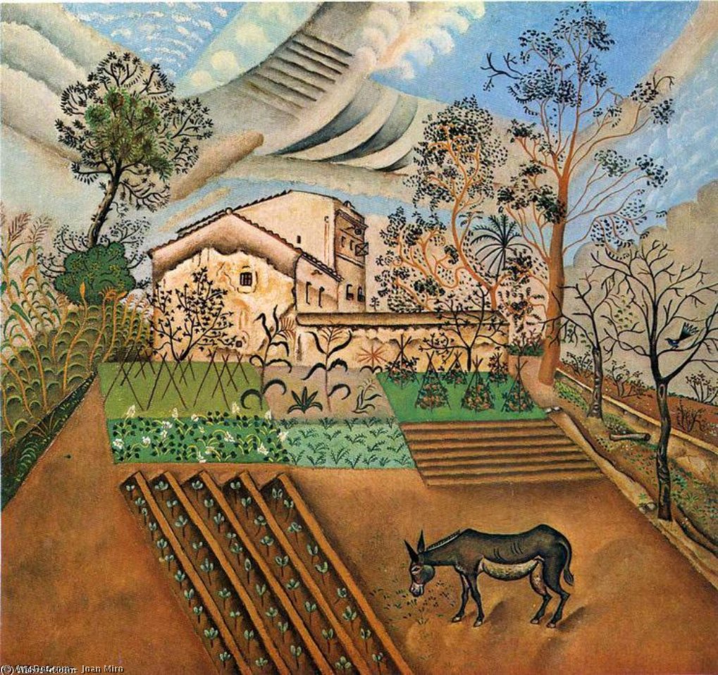 Wikioo.org - The Encyclopedia of Fine Arts - Painting, Artwork by Joan Miro - The Vegetable Garden with Donkey