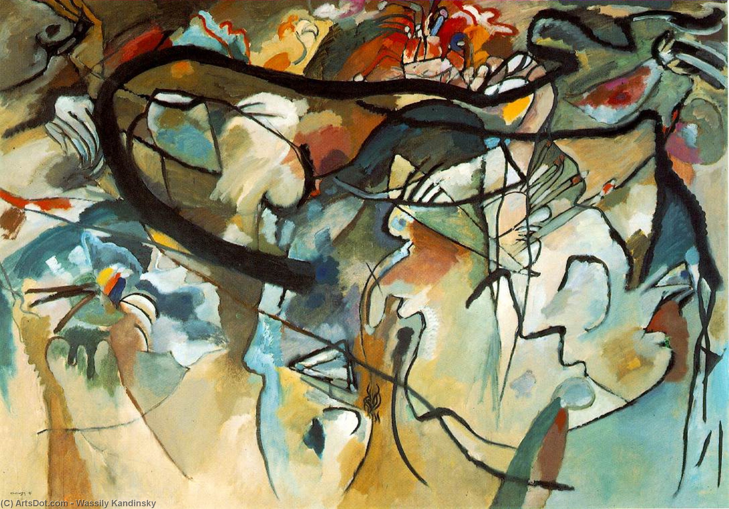 WikiOO.org - Encyclopedia of Fine Arts - Maleri, Artwork Wassily Kandinsky - Composition V