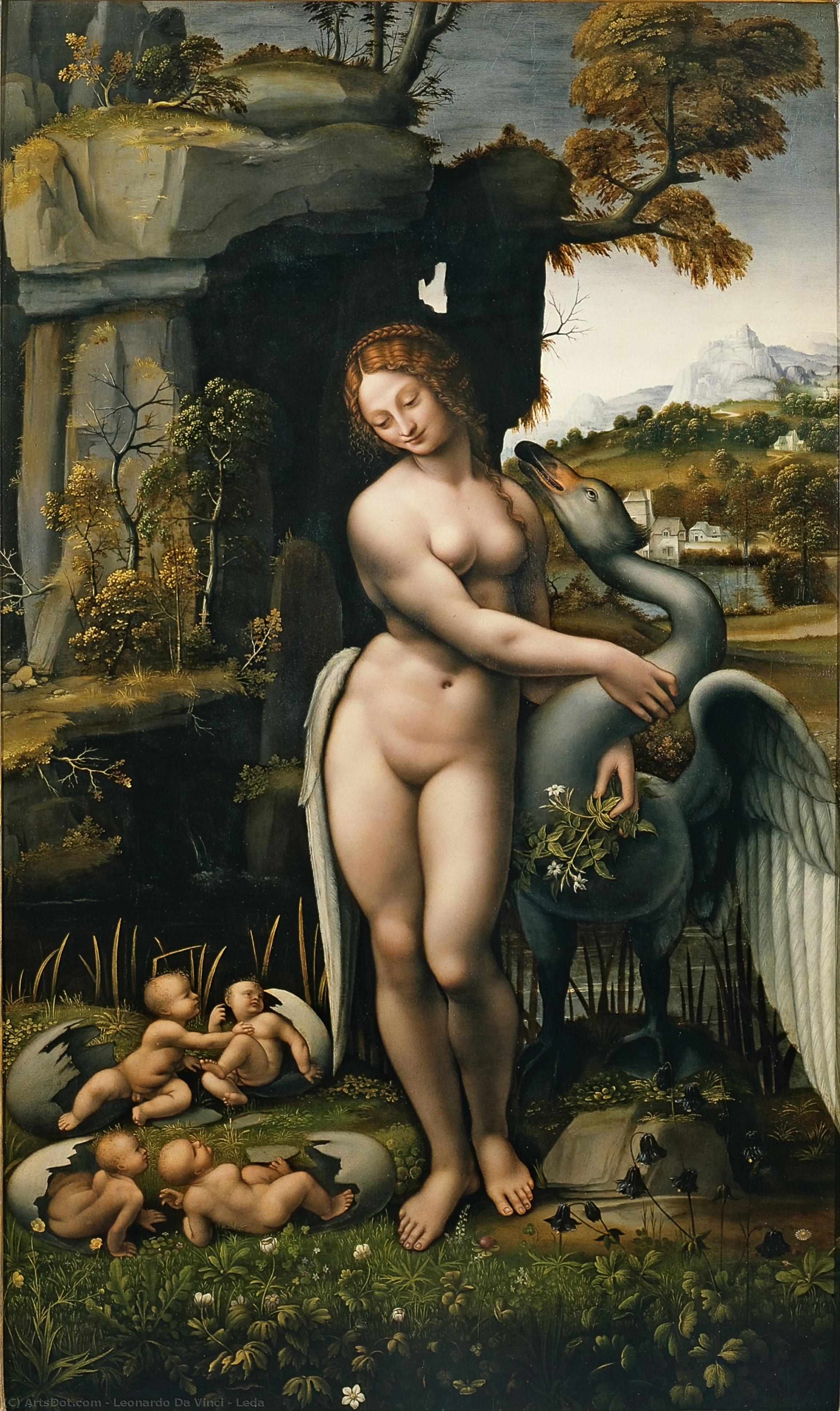 WikiOO.org - Encyclopedia of Fine Arts - Maleri, Artwork Leonardo Da Vinci - Leda