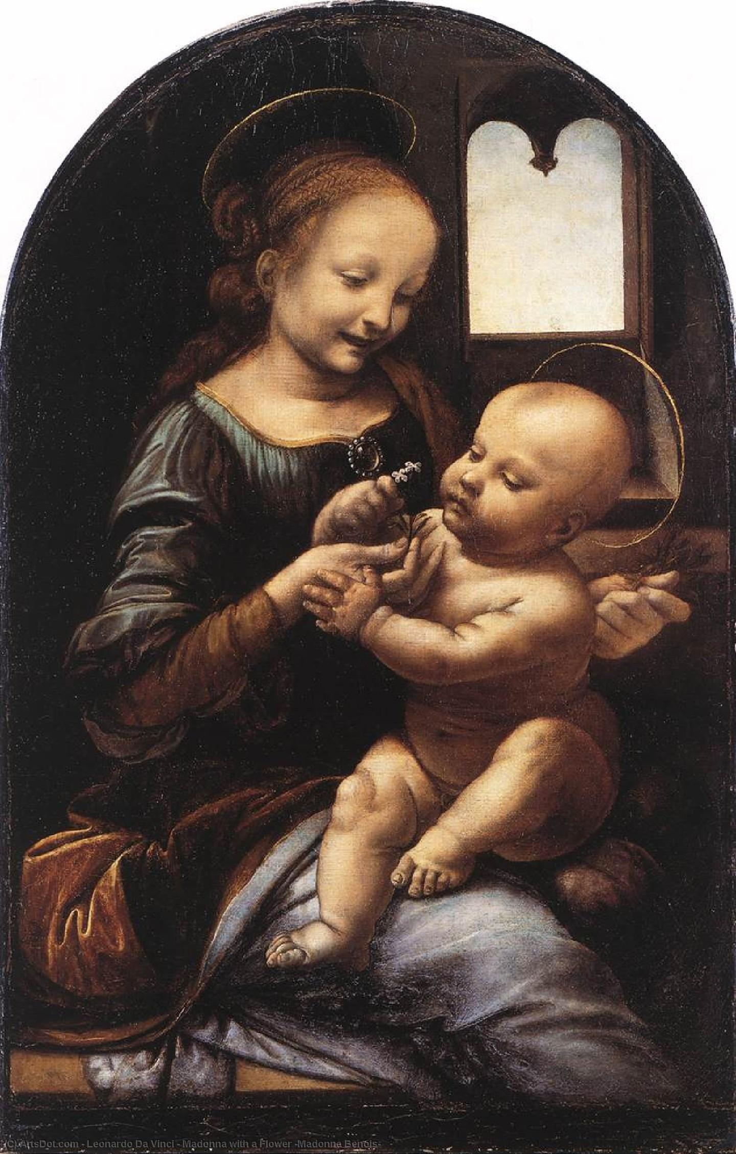 WikiOO.org – 美術百科全書 - 繪畫，作品 Leonardo Da Vinci - 麦当娜与一朵花 ( 麦当娜·贝诺瓦（madonna benois） )