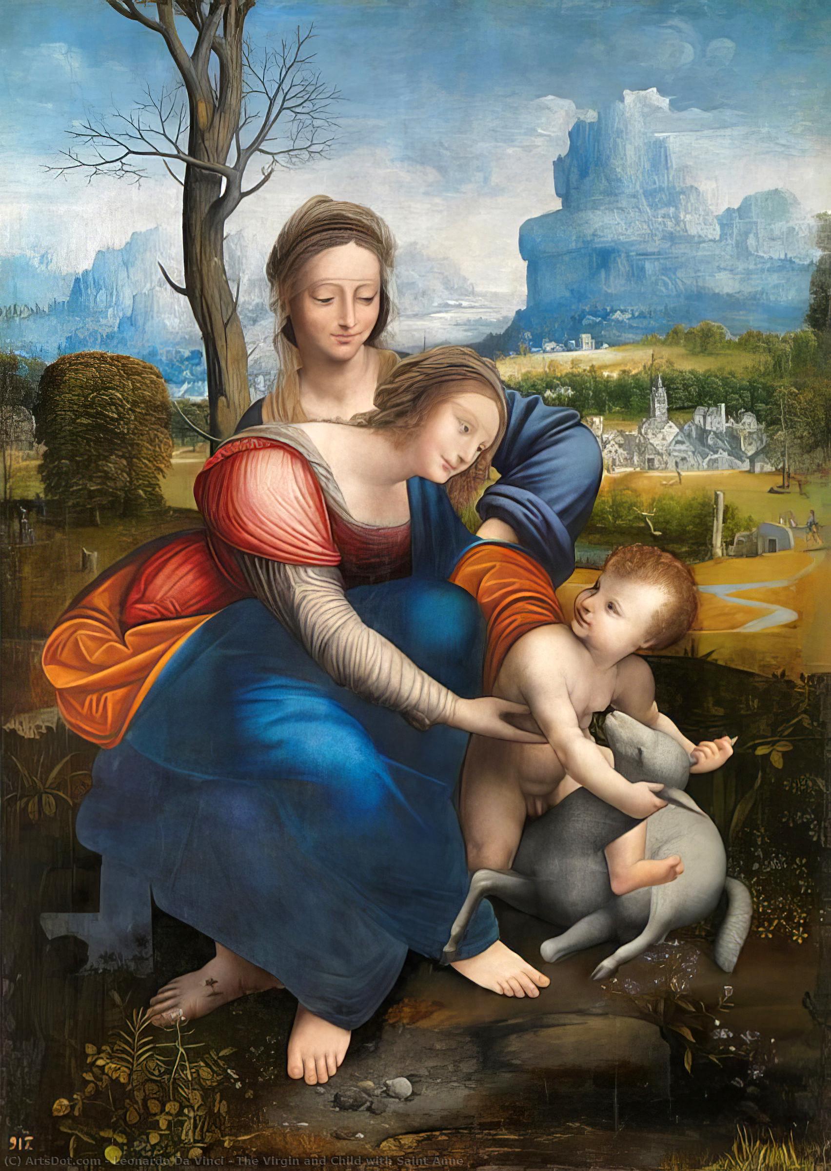Wikioo.org - The Encyclopedia of Fine Arts - Painting, Artwork by Leonardo Da Vinci - The Virgin and Child with Saint Anne