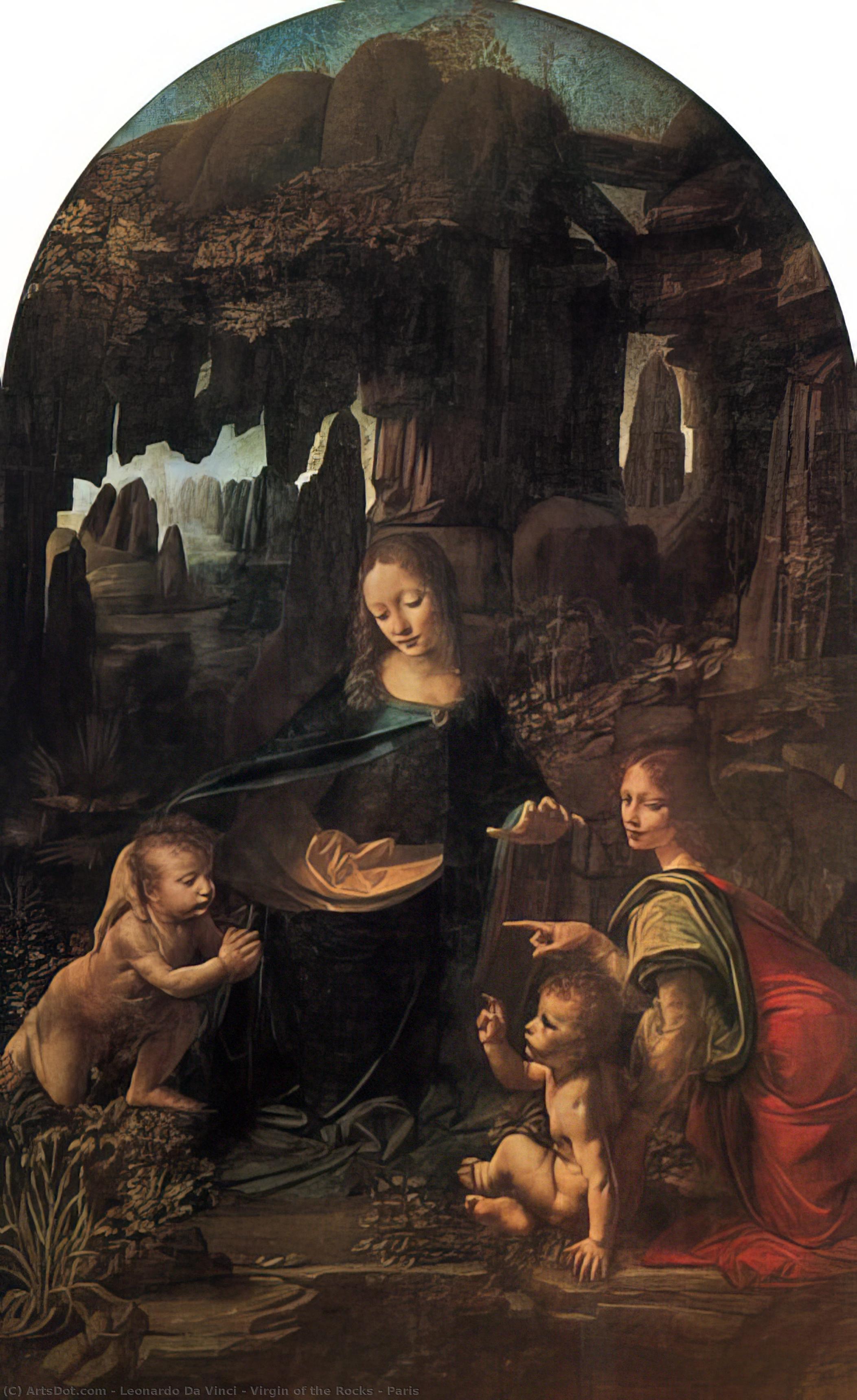 Wikioo.org - The Encyclopedia of Fine Arts - Painting, Artwork by Leonardo Da Vinci - Virgin of the Rocks - Paris