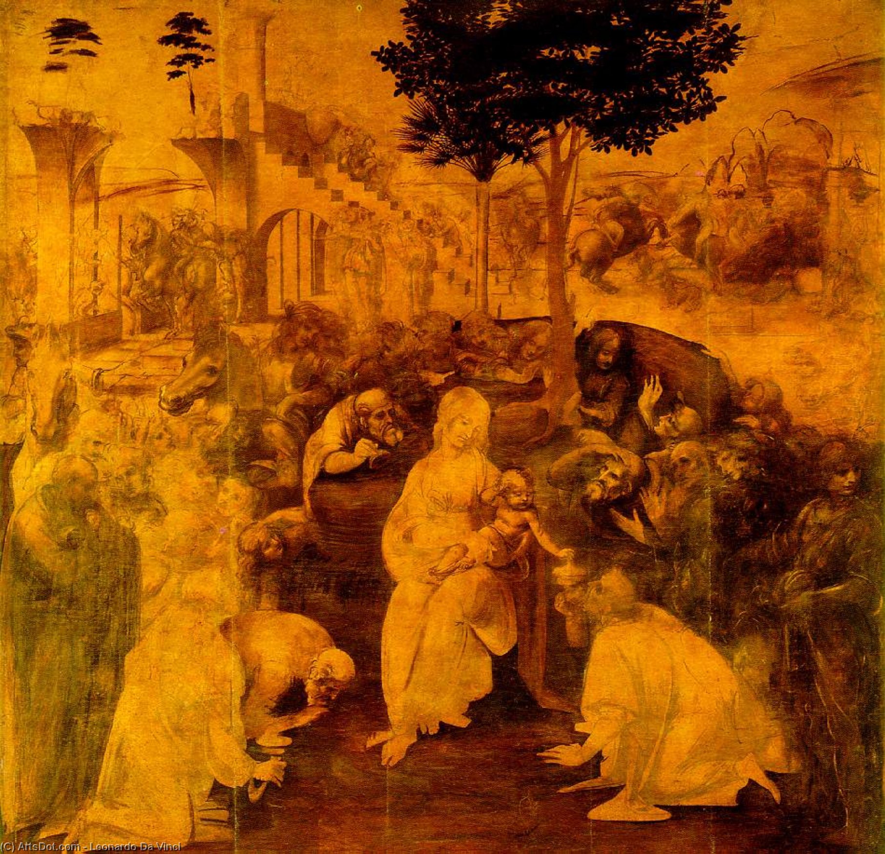 Wikioo.org - Die Enzyklopädie bildender Kunst - Malerei, Kunstwerk von Leonardo Da Vinci - anbetung der könige