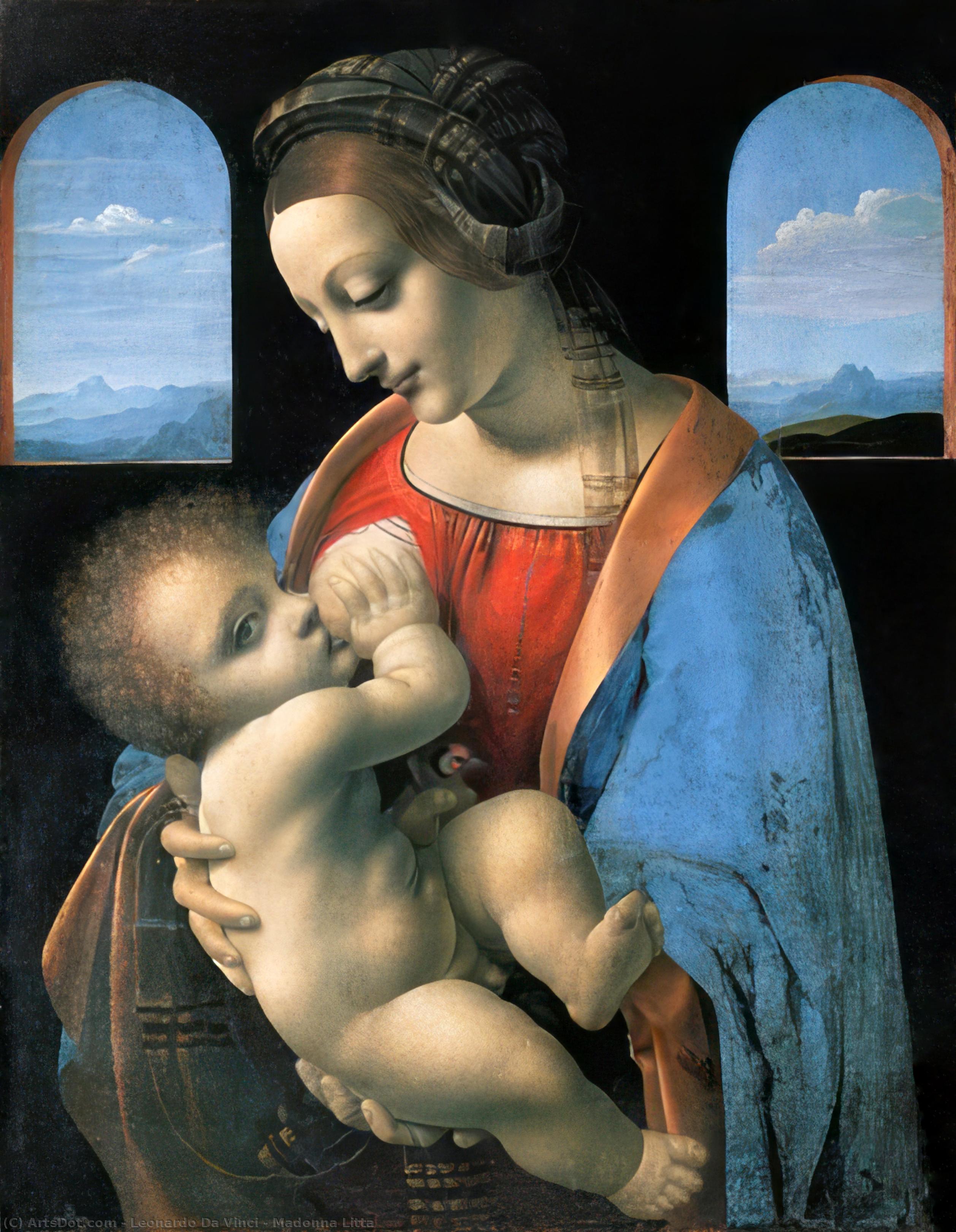 Wikioo.org – La Enciclopedia de las Bellas Artes - Pintura, Obras de arte de Leonardo Da Vinci - madonna litta