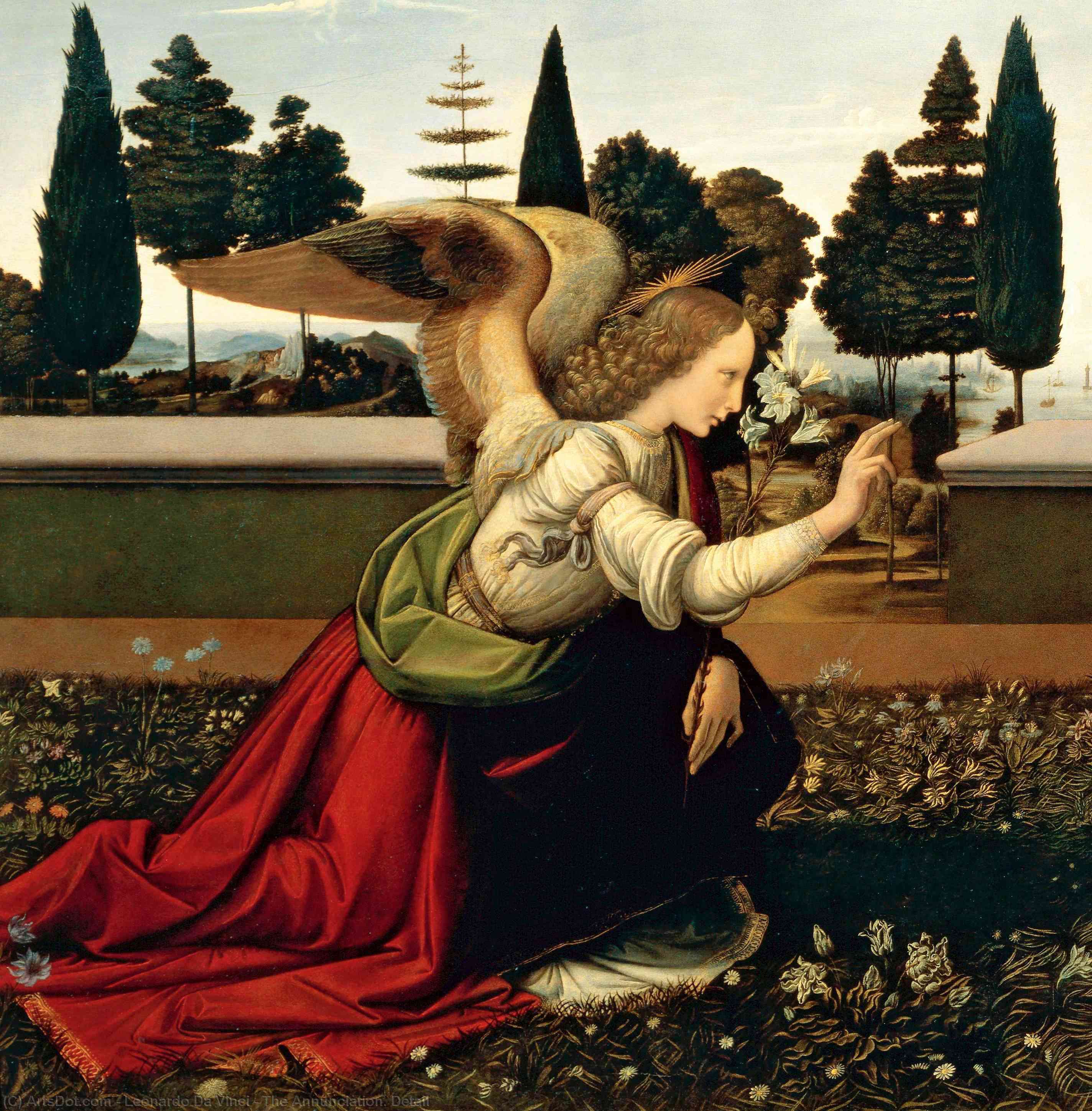 Wikioo.org - Bách khoa toàn thư về mỹ thuật - Vẽ tranh, Tác phẩm nghệ thuật Leonardo Da Vinci - The Annunciation. Detail