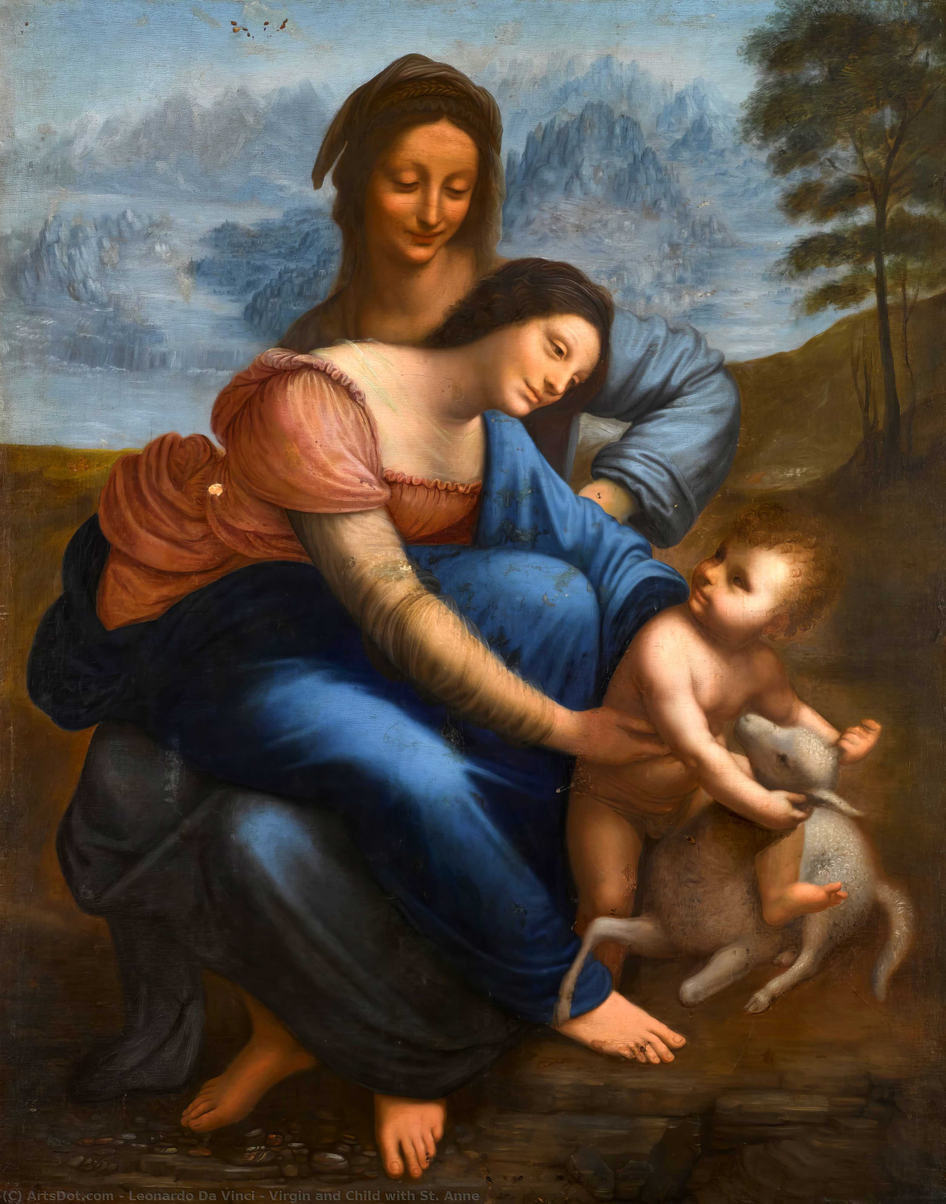 Wikioo.org – La Enciclopedia de las Bellas Artes - Pintura, Obras de arte de Leonardo Da Vinci - virgen y niño con st . Ana