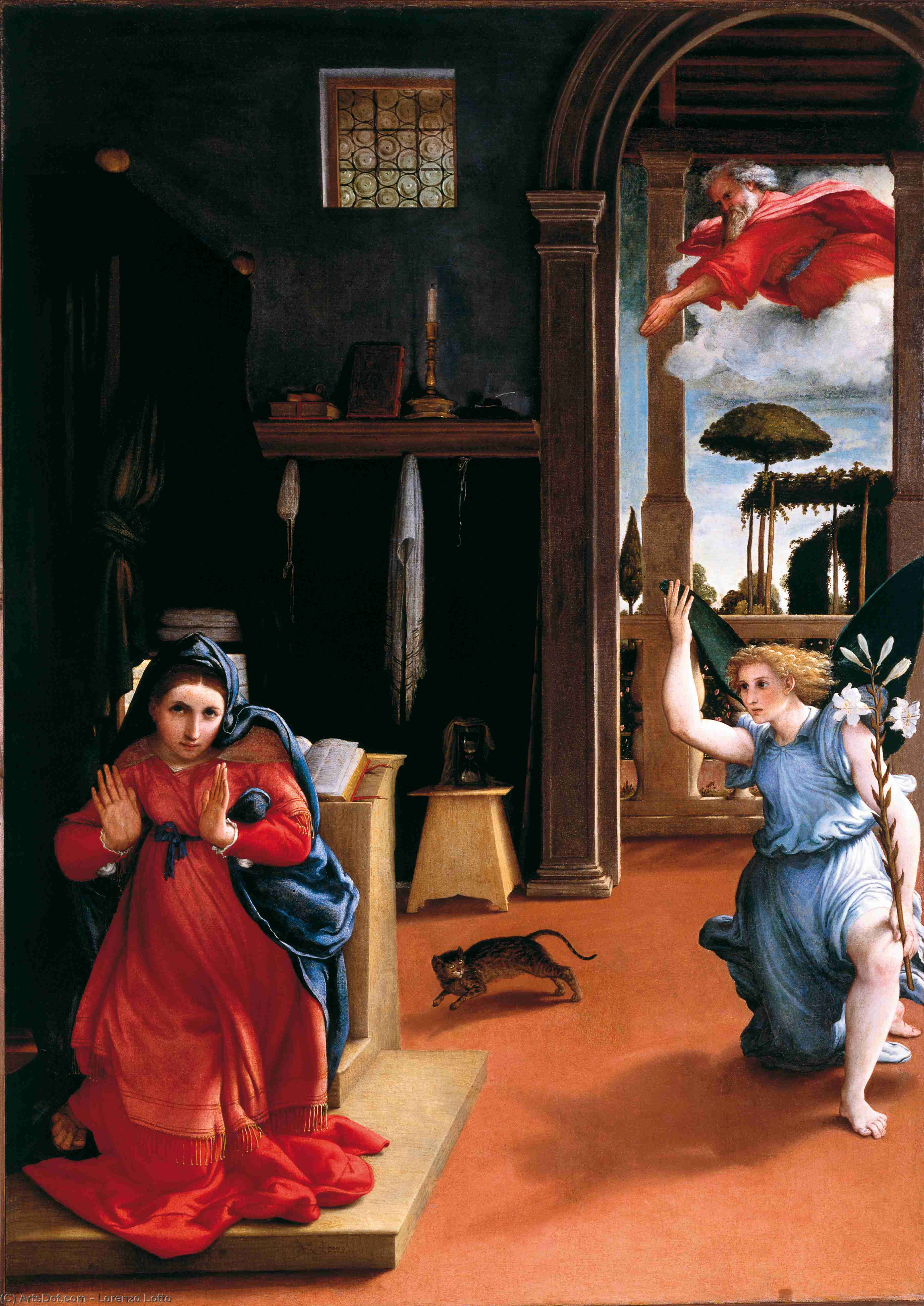 Wikioo.org – La Enciclopedia de las Bellas Artes - Pintura, Obras de arte de Lorenzo Lotto - La Anunciación
