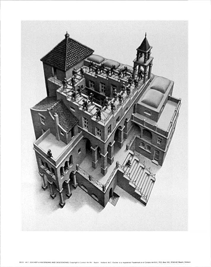 Wikioo.org - สารานุกรมวิจิตรศิลป์ - จิตรกรรม Maurits Cornelis Escher - Ascending and Descending, 1960