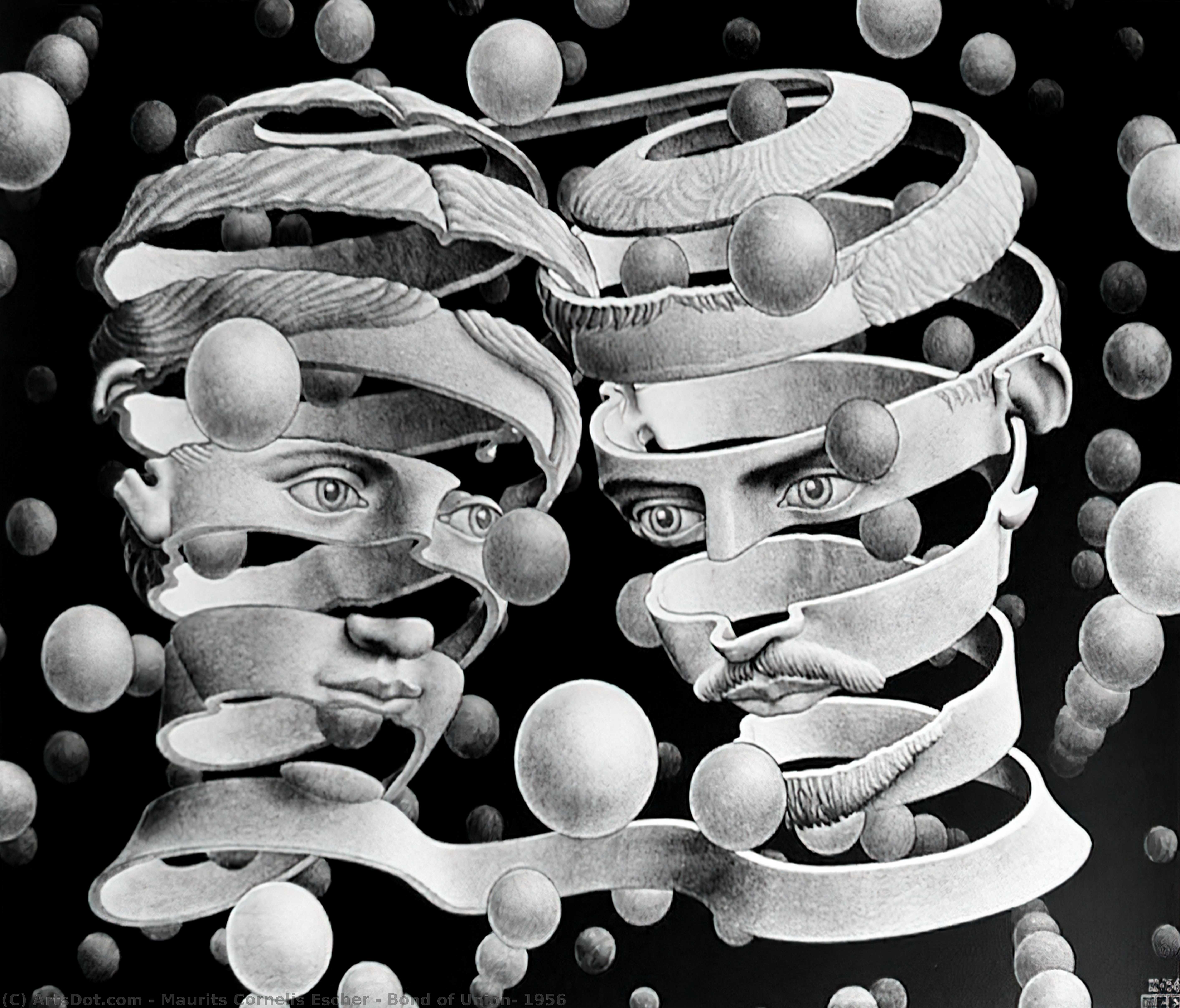 WikiOO.org - Güzel Sanatlar Ansiklopedisi - Resim, Resimler Maurits Cornelis Escher - Bond of Union, 1956
