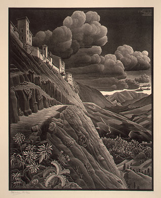 WikiOO.org - Enciclopédia das Belas Artes - Pintura, Arte por Maurits Cornelis Escher - Castrovalva