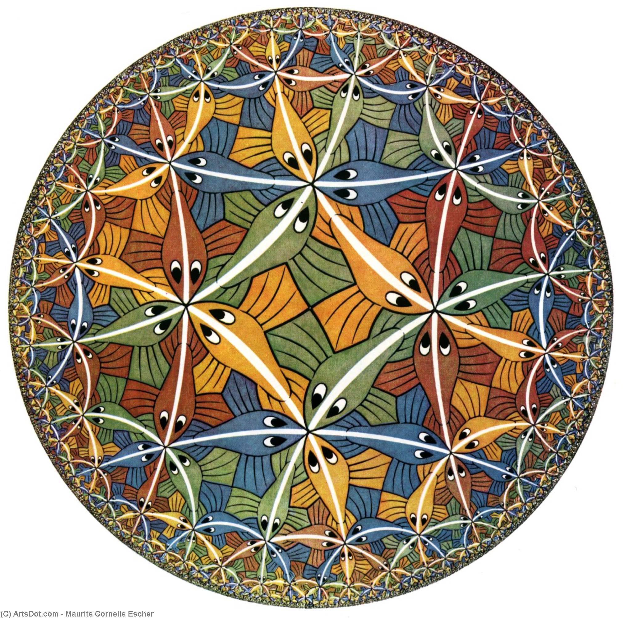 Wikioo.org – La Enciclopedia de las Bellas Artes - Pintura, Obras de arte de Maurits Cornelis Escher - Círculo límite III