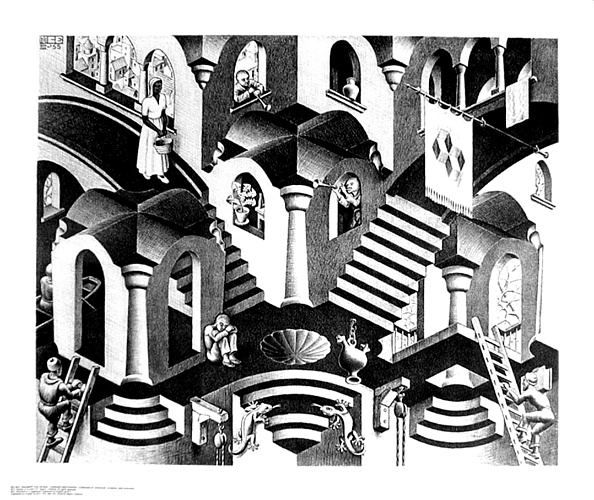 Wikioo.org - สารานุกรมวิจิตรศิลป์ - จิตรกรรม Maurits Cornelis Escher - Concave & Convex, 1955
