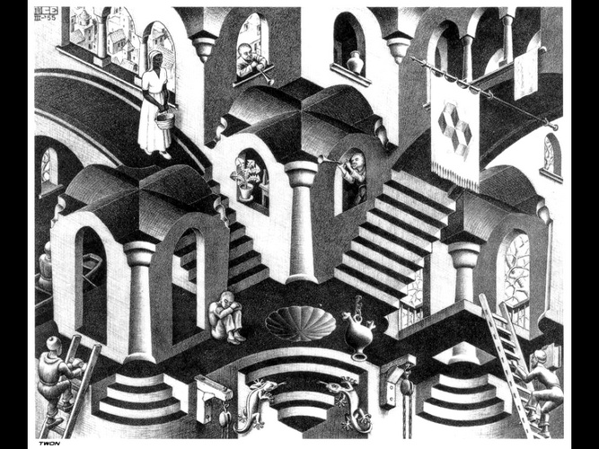 WikiOO.org - Enciclopedia of Fine Arts - Pictura, lucrări de artă Maurits Cornelis Escher - Convex and Concave