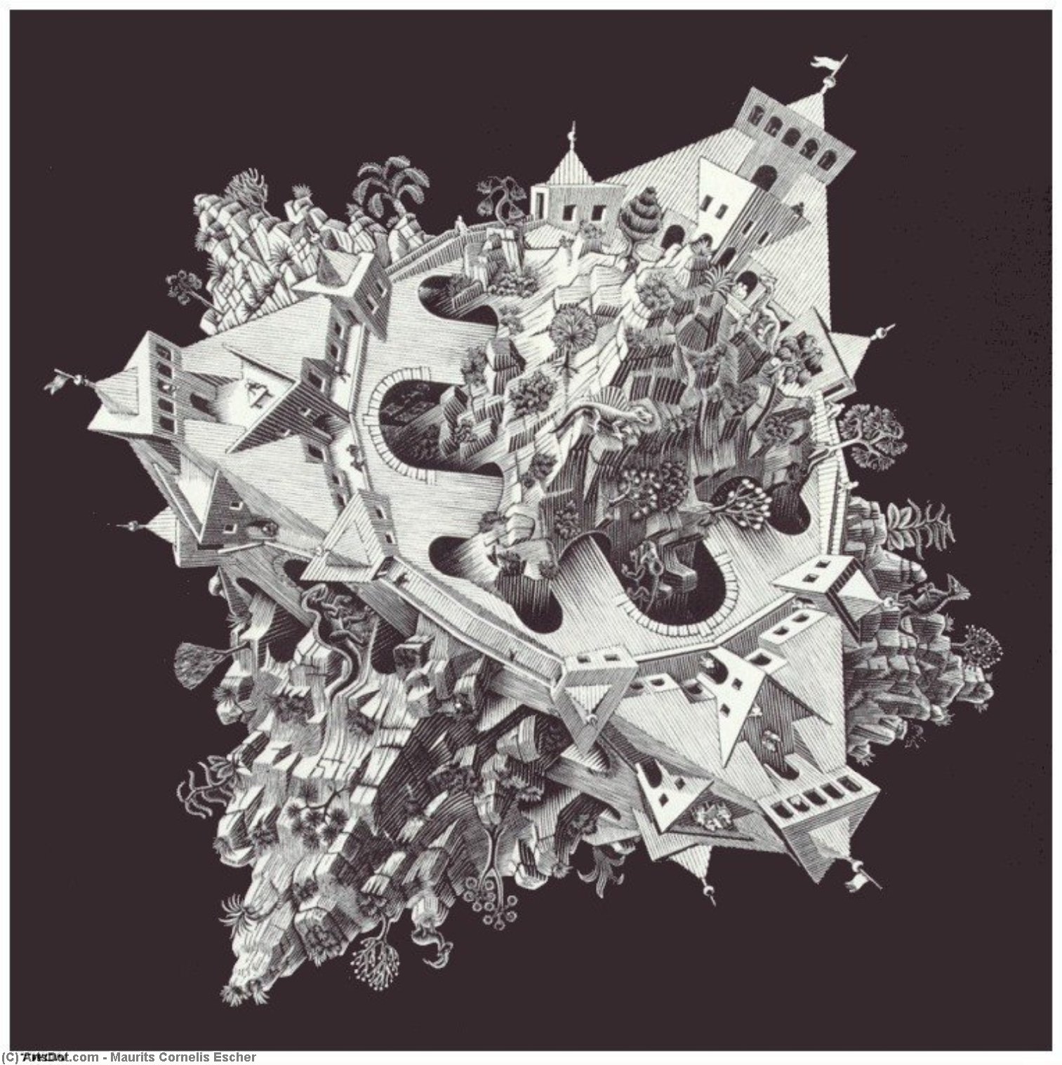 Wikioo.org - Bách khoa toàn thư về mỹ thuật - Vẽ tranh, Tác phẩm nghệ thuật Maurits Cornelis Escher - DOUBLE PLANETOID
