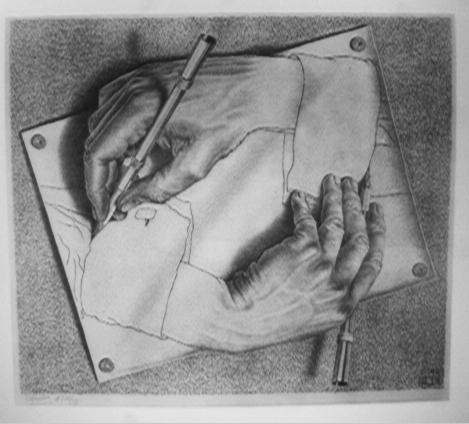 Wikioo.org - Die Enzyklopädie bildender Kunst - Malerei, Kunstwerk von Maurits Cornelis Escher - zeichnung hände