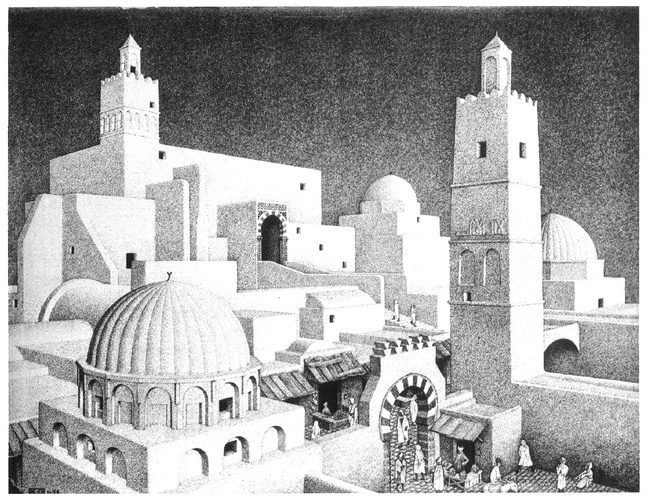Wikioo.org – La Enciclopedia de las Bellas Artes - Pintura, Obras de arte de Maurits Cornelis Escher - Kairouan Túnez