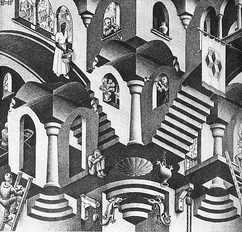 Wikioo.org - The Encyclopedia of Fine Arts - Painting, Artwork by Maurits Cornelis Escher - konvex-konkav
