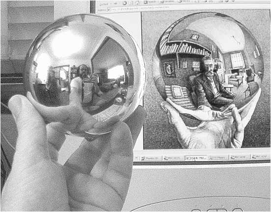 WikiOO.org - Encyclopedia of Fine Arts - Malba, Artwork Maurits Cornelis Escher - reflection in the sphere - remake