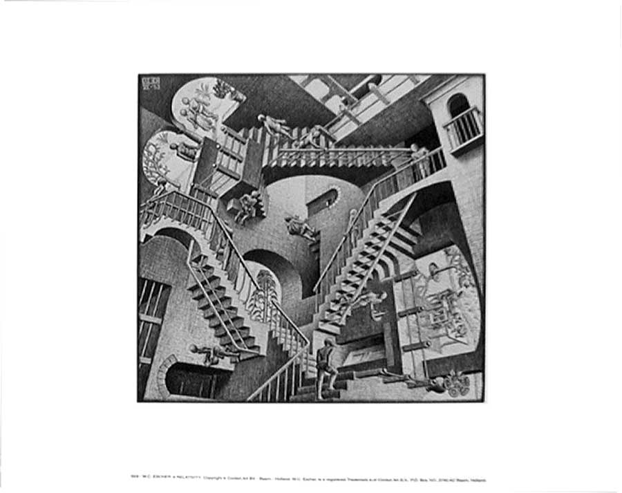 Wikioo.org – L'Enciclopedia delle Belle Arti - Pittura, Opere di Maurits Cornelis Escher - Relatività, 1953
