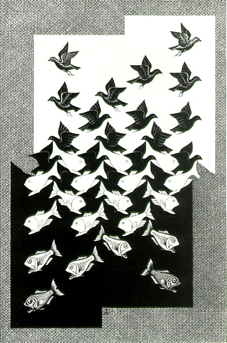 Wikioo.org - The Encyclopedia of Fine Arts - Painting, Artwork by Maurits Cornelis Escher - Sky and Water II