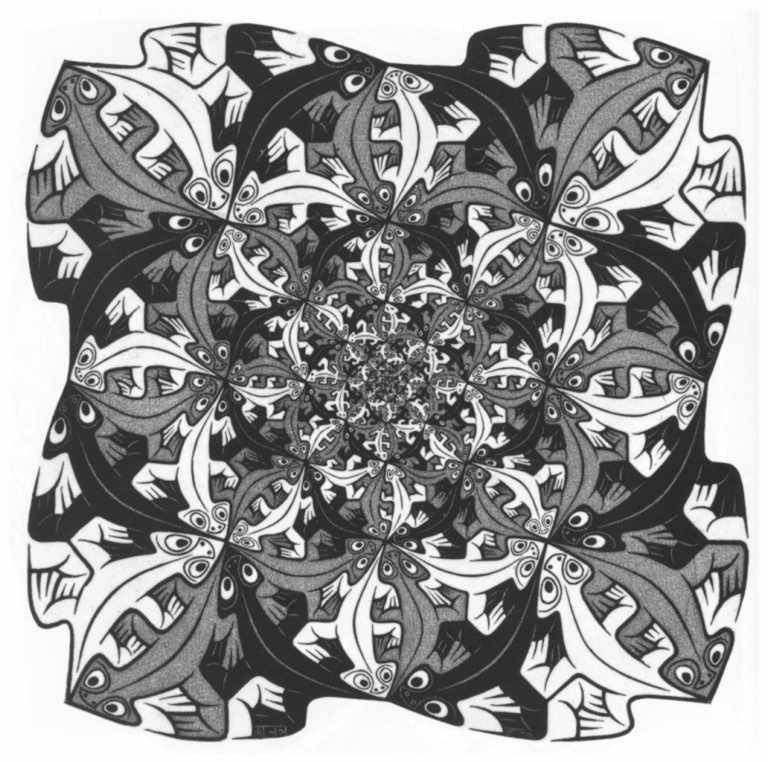 Wikioo.org - Encyklopedia Sztuk Pięknych - Malarstwo, Grafika Maurits Cornelis Escher - Smaller And Smaller