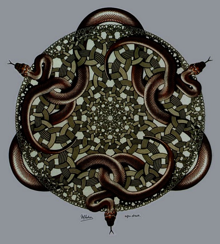 WikiOO.org - Энциклопедия изобразительного искусства - Живопись, Картины  Maurits Cornelis Escher - Змеи