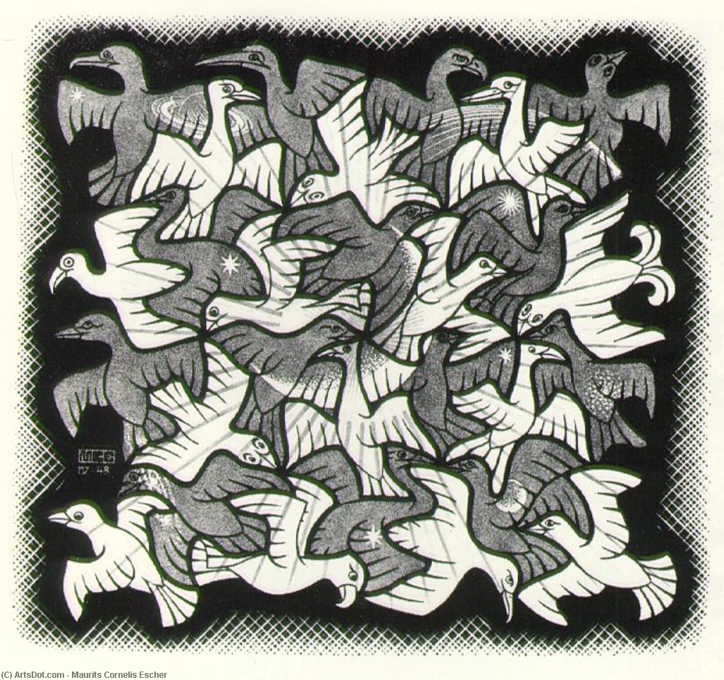WikiOO.org - Enciclopedia of Fine Arts - Pictura, lucrări de artă Maurits Cornelis Escher - Sun and Moon