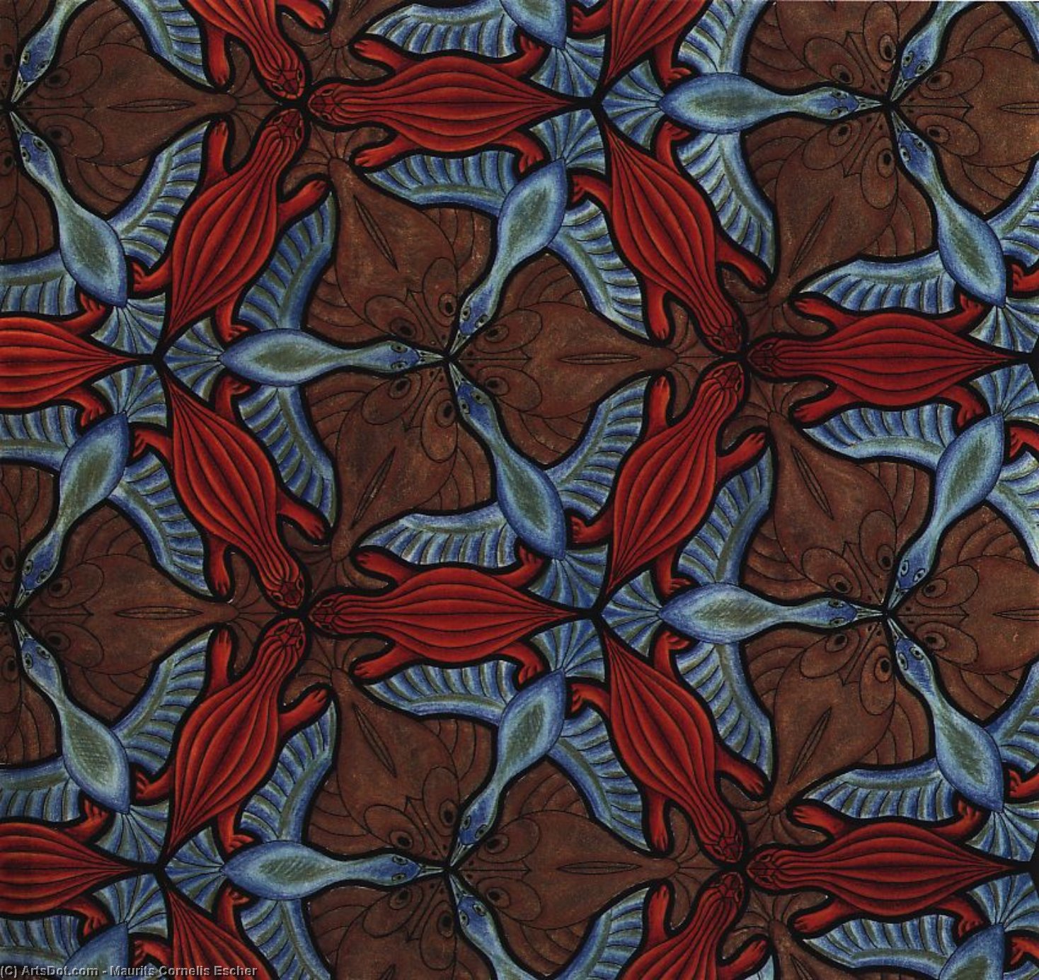 Wikioo.org - The Encyclopedia of Fine Arts - Painting, Artwork by Maurits Cornelis Escher - Symmetry Drawing 69