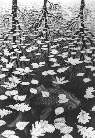 WikiOO.org - Encyclopedia of Fine Arts - Målning, konstverk Maurits Cornelis Escher - Three Worlds