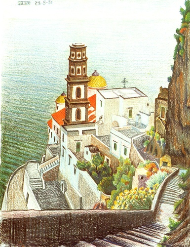 Wikioo.org – L'Enciclopedia delle Belle Arti - Pittura, Opere di Maurits Cornelis Escher - Veduta di Atrani