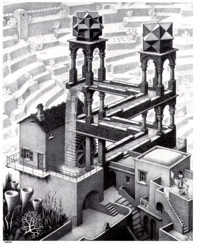 Wikioo.org - Bách khoa toàn thư về mỹ thuật - Vẽ tranh, Tác phẩm nghệ thuật Maurits Cornelis Escher - WATERFALL