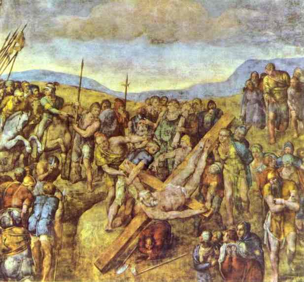 WikiOO.org - 百科事典 - 絵画、アートワーク Michelangelo Buonarroti - はりつけ の セントピーター