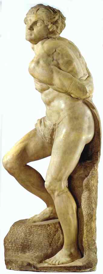 Wikoo.org - موسوعة الفنون الجميلة - اللوحة، العمل الفني Michelangelo Buonarroti - Rebellious Slave