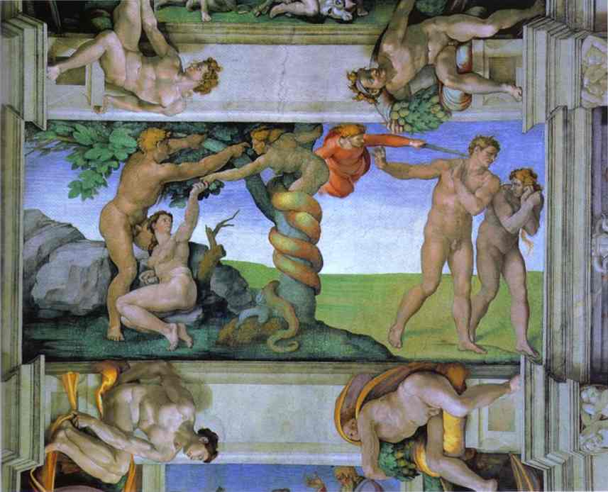 WikiOO.org - 百科事典 - 絵画、アートワーク Michelangelo Buonarroti - 秋 マン そして 追放 から 庭 の エデン