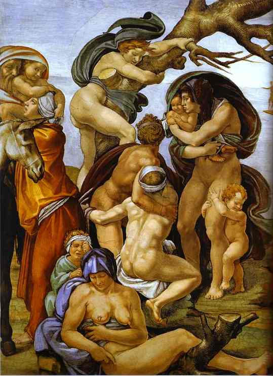 Wikioo.org – L'Encyclopédie des Beaux Arts - Peinture, Oeuvre de Michelangelo Buonarroti - l'inondation ( détail