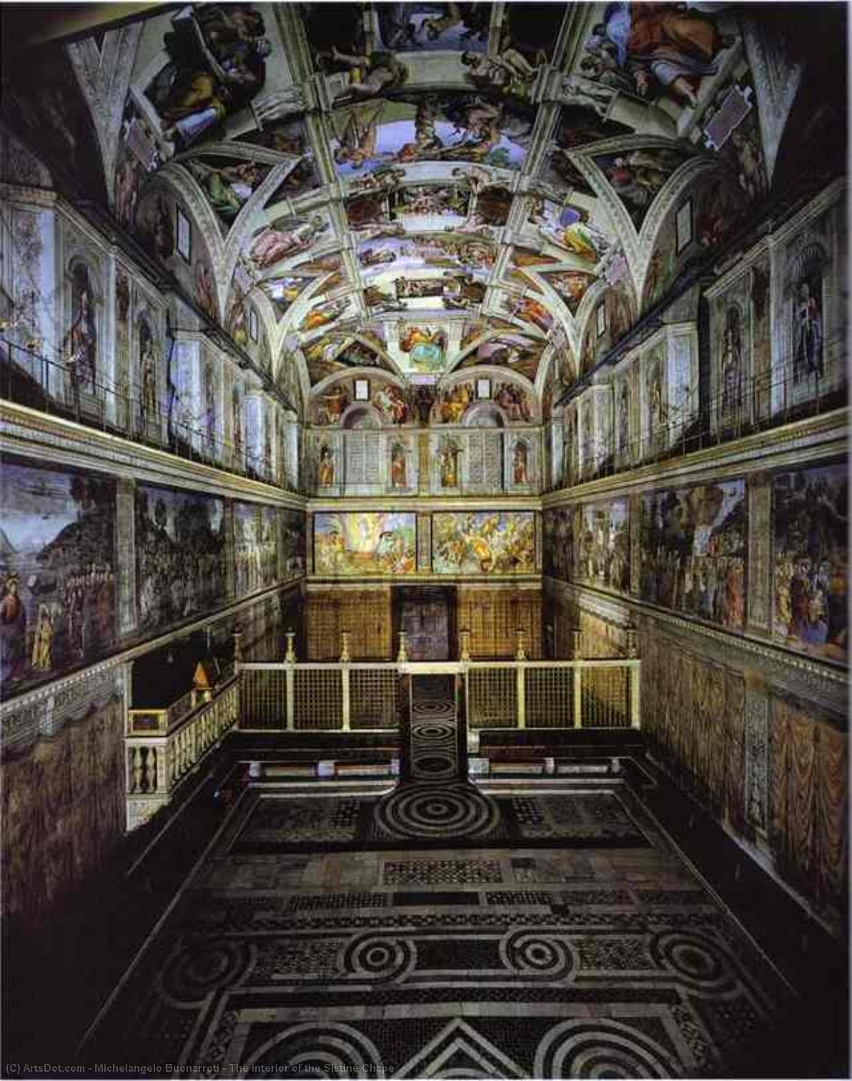 Wikioo.org - The Encyclopedia of Fine Arts - Painting, Artwork by Michelangelo Buonarroti - The interior of the Sistine Chape