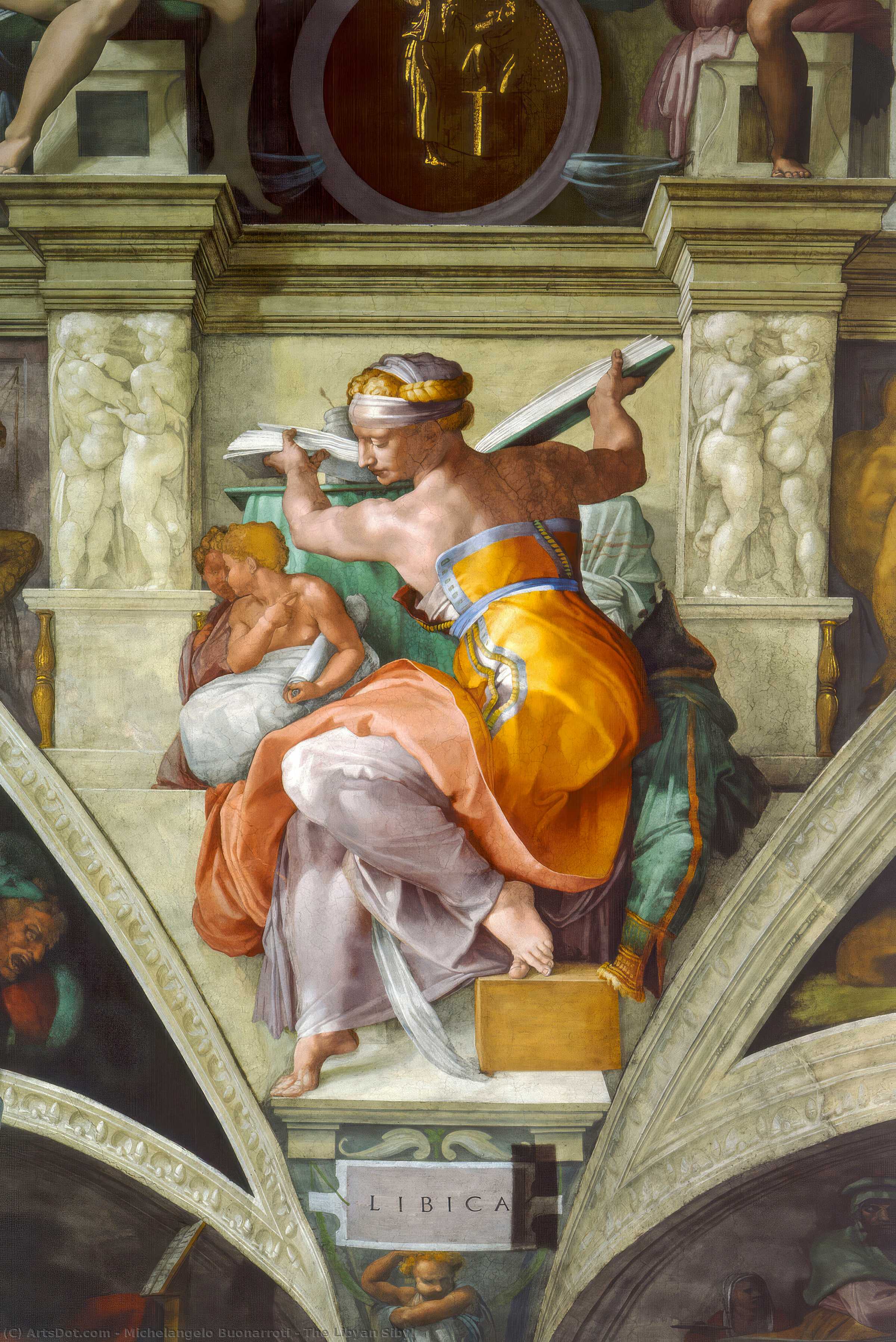 Wikioo.org – La Enciclopedia de las Bellas Artes - Pintura, Obras de arte de Michelangelo Buonarroti - la sibila libia