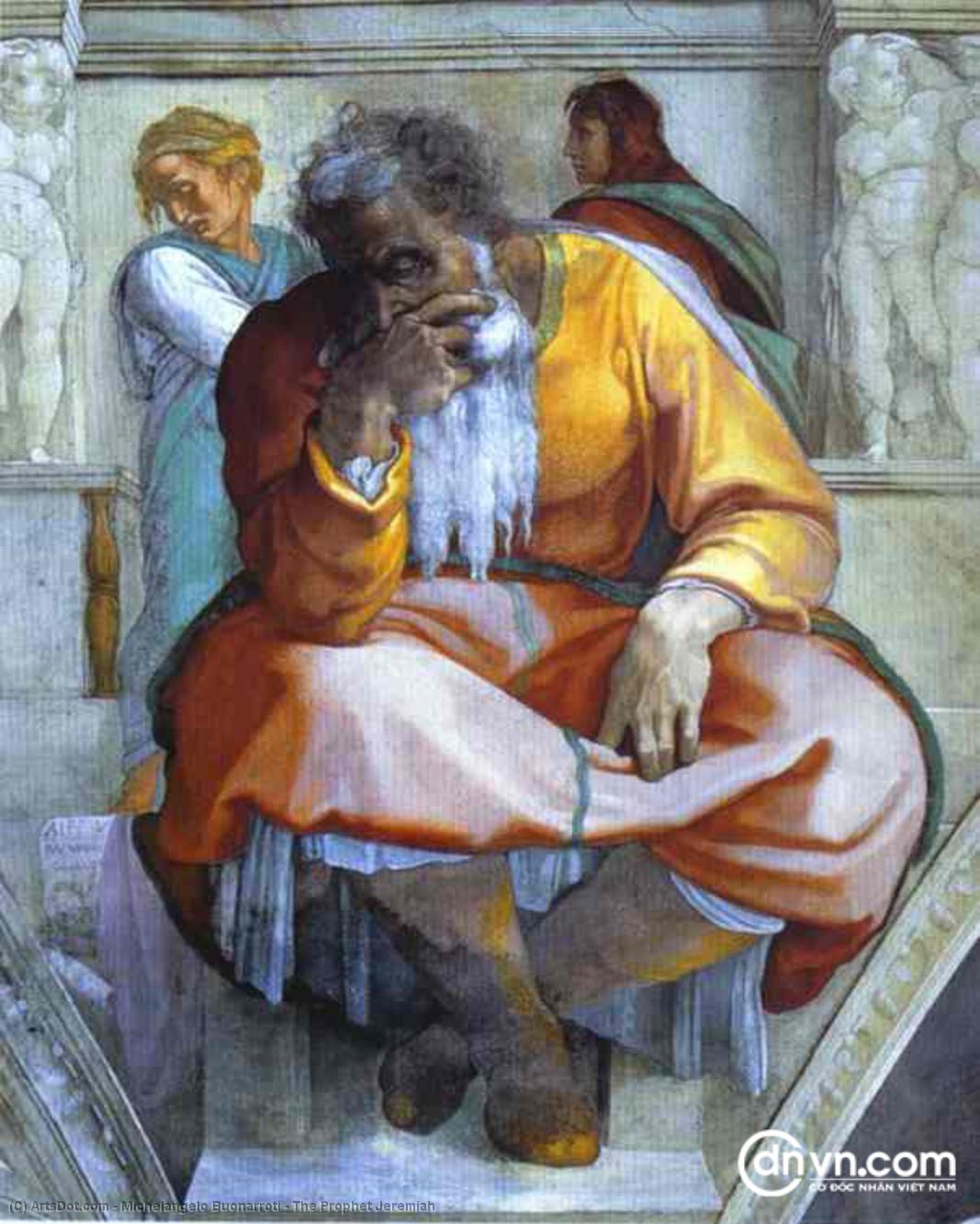 WikiOO.org - Enciklopedija dailės - Tapyba, meno kuriniai Michelangelo Buonarroti - The Prophet Jeremiah
