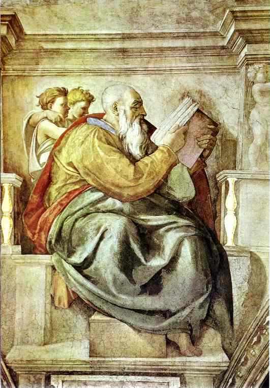 Wikioo.org – L'Encyclopédie des Beaux Arts - Peinture, Oeuvre de Michelangelo Buonarroti - le prophète zacharie