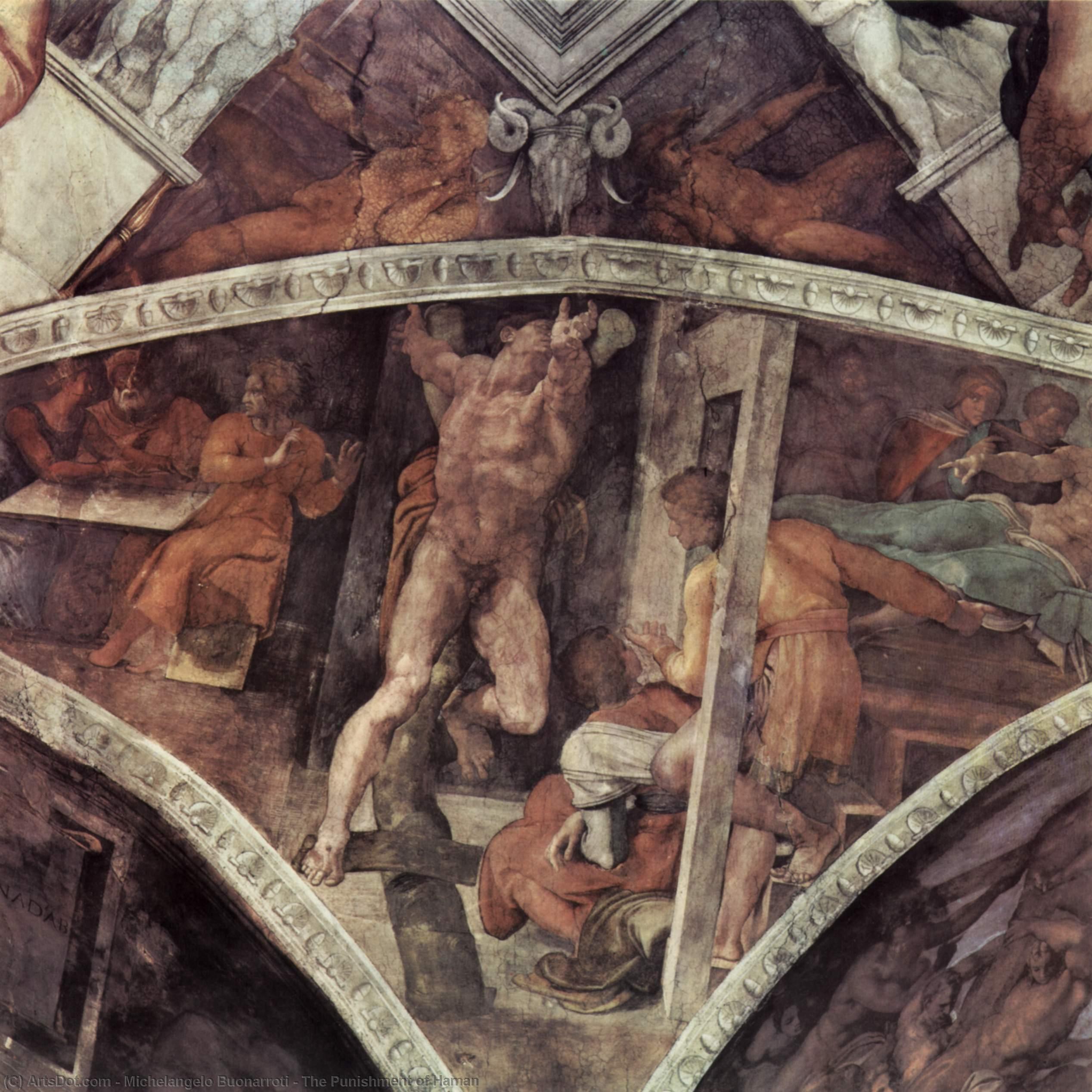 Wikioo.org - The Encyclopedia of Fine Arts - Painting, Artwork by Michelangelo Buonarroti - The Punishment of Haman