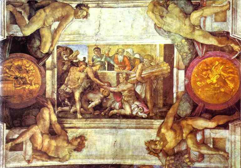 Wikioo.org - สารานุกรมวิจิตรศิลป์ - จิตรกรรม Michelangelo Buonarroti - The Sacrifice of Noah