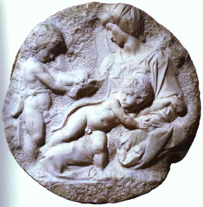 WikiOO.org - Encyclopedia of Fine Arts - Maleri, Artwork Michelangelo Buonarroti - Tondo Taddei