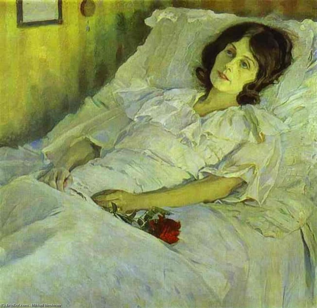 WikiOO.org - Enciclopédia das Belas Artes - Pintura, Arte por Mikhail Nesterov - A Sick Girl