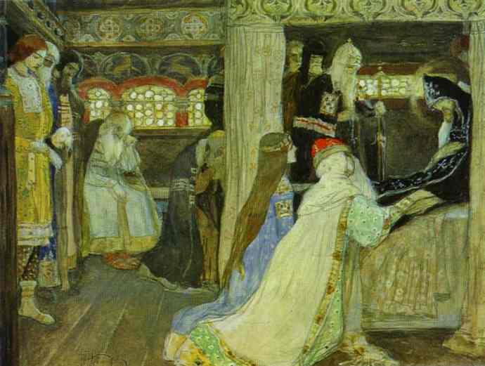 Wikioo.org - The Encyclopedia of Fine Arts - Painting, Artwork by Mikhail Nesterov - Death of Prince Alexander Nevsky