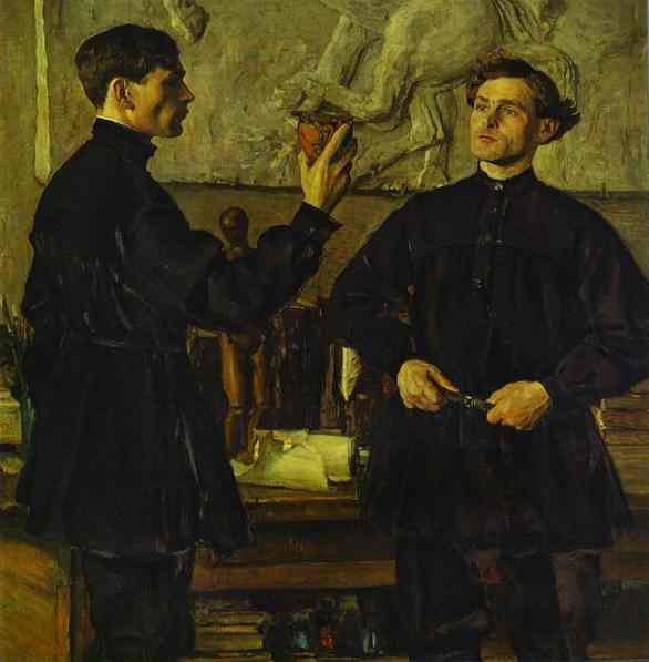 Wikioo.org - The Encyclopedia of Fine Arts - Painting, Artwork by Mikhail Nesterov - Portrait of Korin Brothers