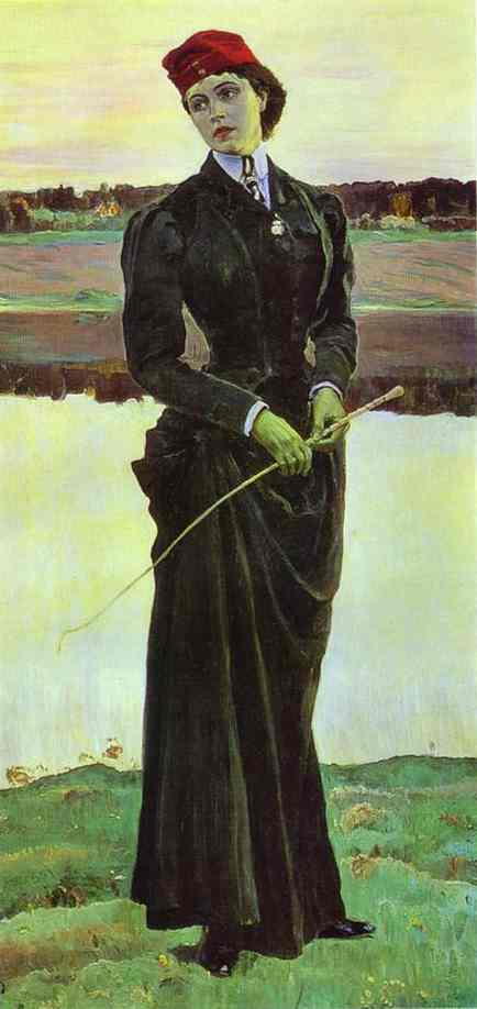 Wikioo.org - The Encyclopedia of Fine Arts - Painting, Artwork by Mikhail Nesterov - Portrait of Olga Nesterova, known as Woman in a Riding Habit